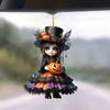 Yousheng Halloween Witch Car Pendant Pumpkin Lanterns Bat Elements Rearview Mirror Ornament Gothic Tabletop Hanging Accessories