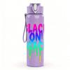 1PC Black On Black Gradient Text 750ml Color Plastic Sports Water Bottle Leakproof Flip Straw Lid Suitable for Sports Office Home Use
