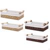 2 Pieces Woven Baskets Hand-Woven Paper Rope Storage Bathroom with Handle Rectangular