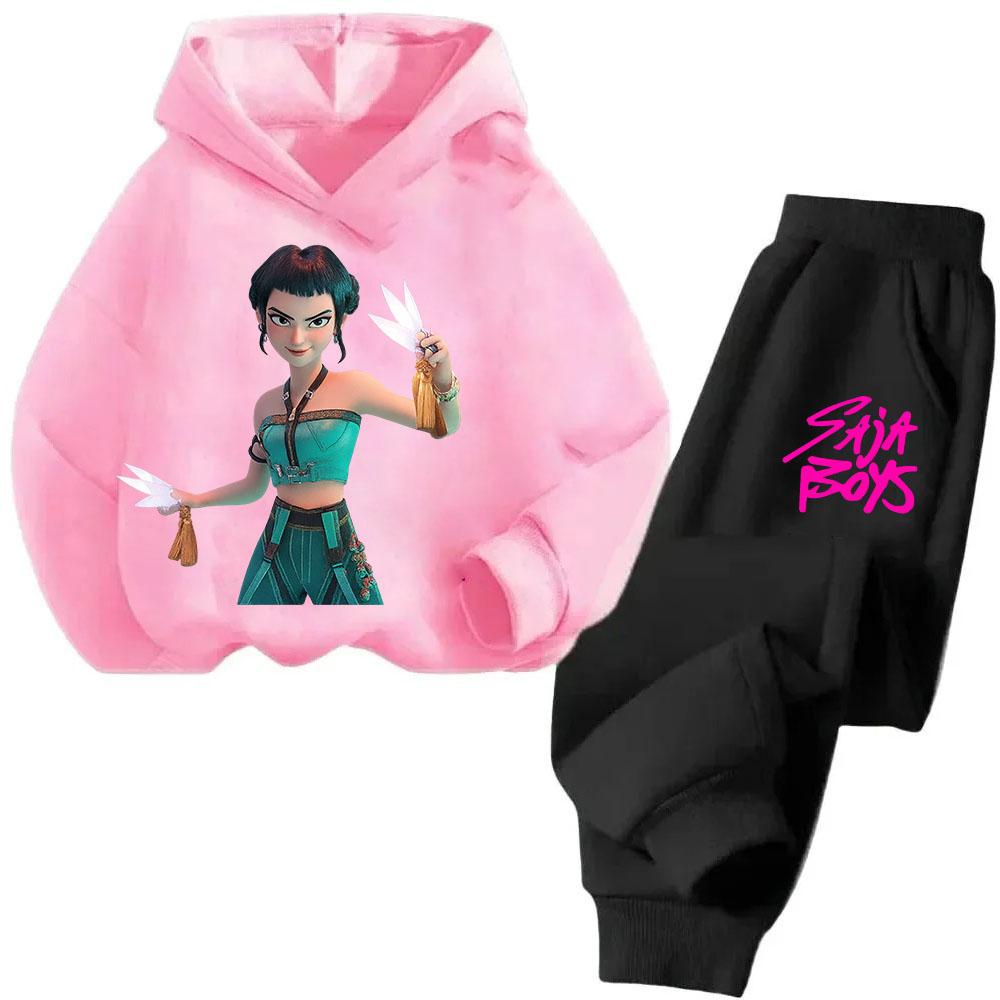 Fashion Cartoon Printed Children's Suit Casual Comfortable Sweatshirt Clothing Sets Girls