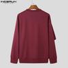 INCERUN Men Bow Knot Long Sleeve Casual Solid Round Neck Pullovers Sweatshirts