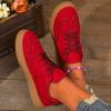 Fashion Women's Sports Shoes Tennis Running Canvas Casual Basket Skateboard Spring Autumn Round Toe Red Ladies Flats Barefoot Sneakers