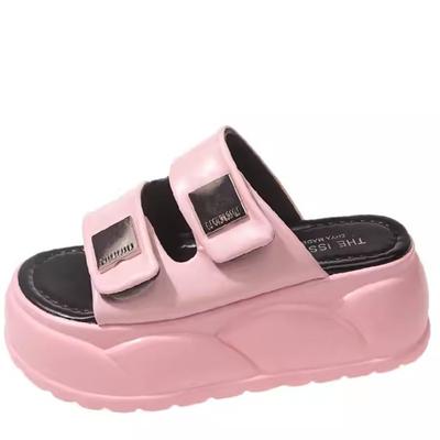 Модные женские летние толстые тапочки новые модные босоножки на толстой подошве блестящие босоножки на танкетке шлепанцы пляжные шлепанцы на высокой платформе Zapatos