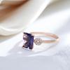 Элегантные кольца с квадратным фиолетовым цирконом и цветком для женщин, роскошные ювелирные изделия в геометрическом стиле