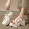 Fashion Cross Strap Platform Sandals for Women Summer 2024 Thick Bottom Gladiator Shoes Woman Casual Non-Slip Wedge Sandalias