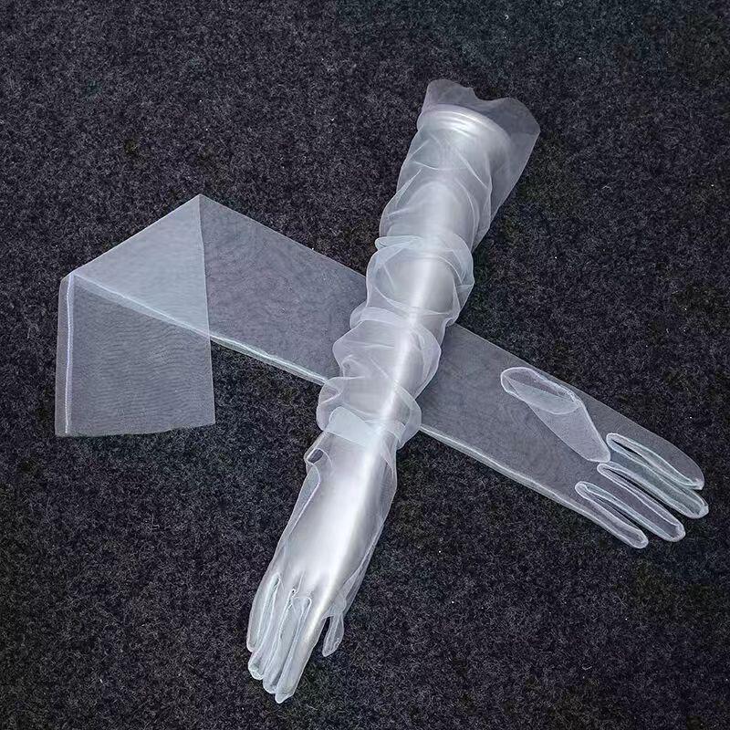 Черные кружевные свадебные перчатки: Длинные сетчатые свадебные аксессуары для женщин