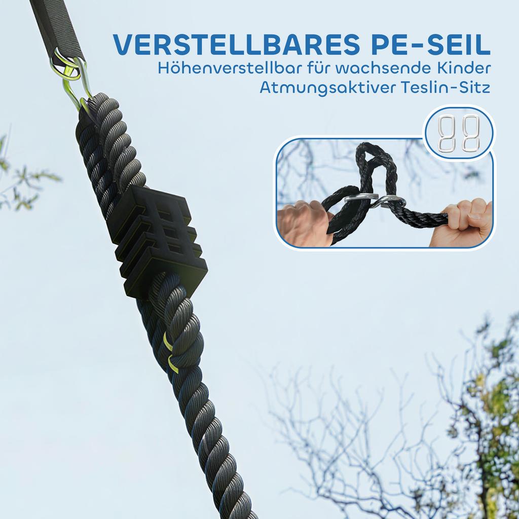 Height Adjustable Nest Swing Hanging Swing Up To 300kg With Adjustable Ropes For 3 8 Years 148x77x180 cm Multicolor