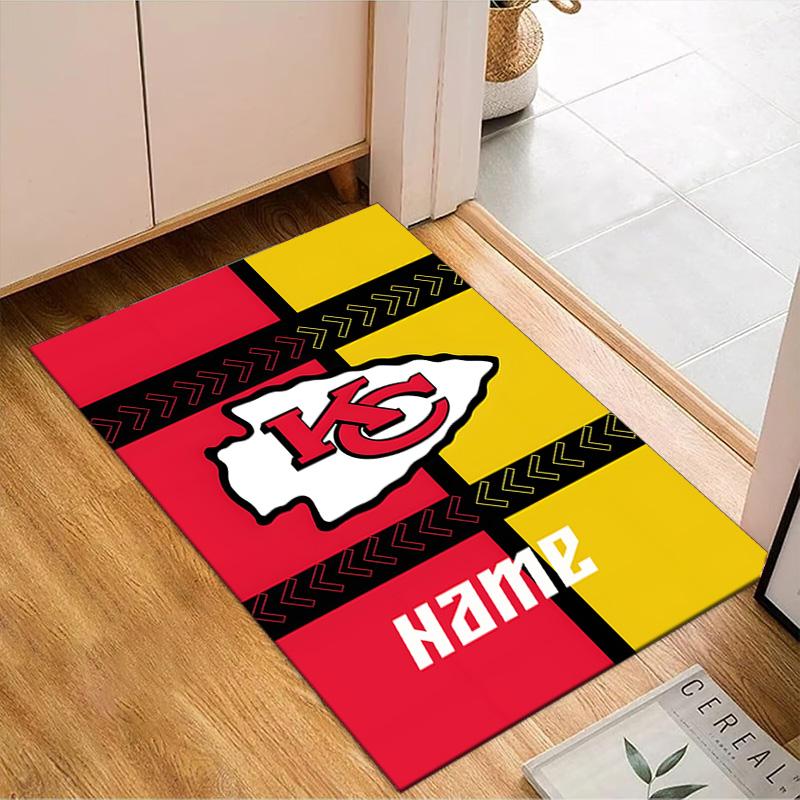 Custom Name Kansas Chiefs Fan Gear Rug Game Carpet, Floor Mat for Bedroom Living Room Entryway Rug, Home Decor Idea Gift for Christmas birthday