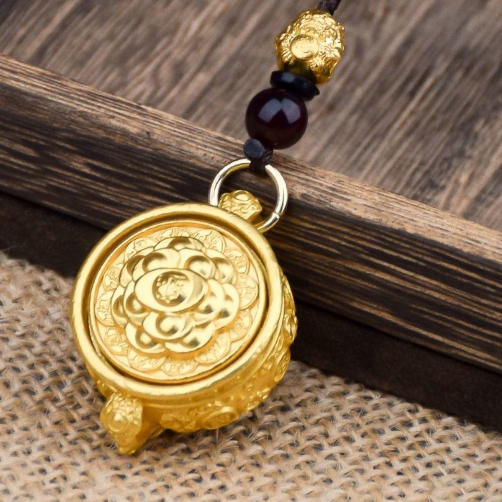Copper Chinese Style Lucky Pendant Rotatable Car Key Ring Backpack Decoration