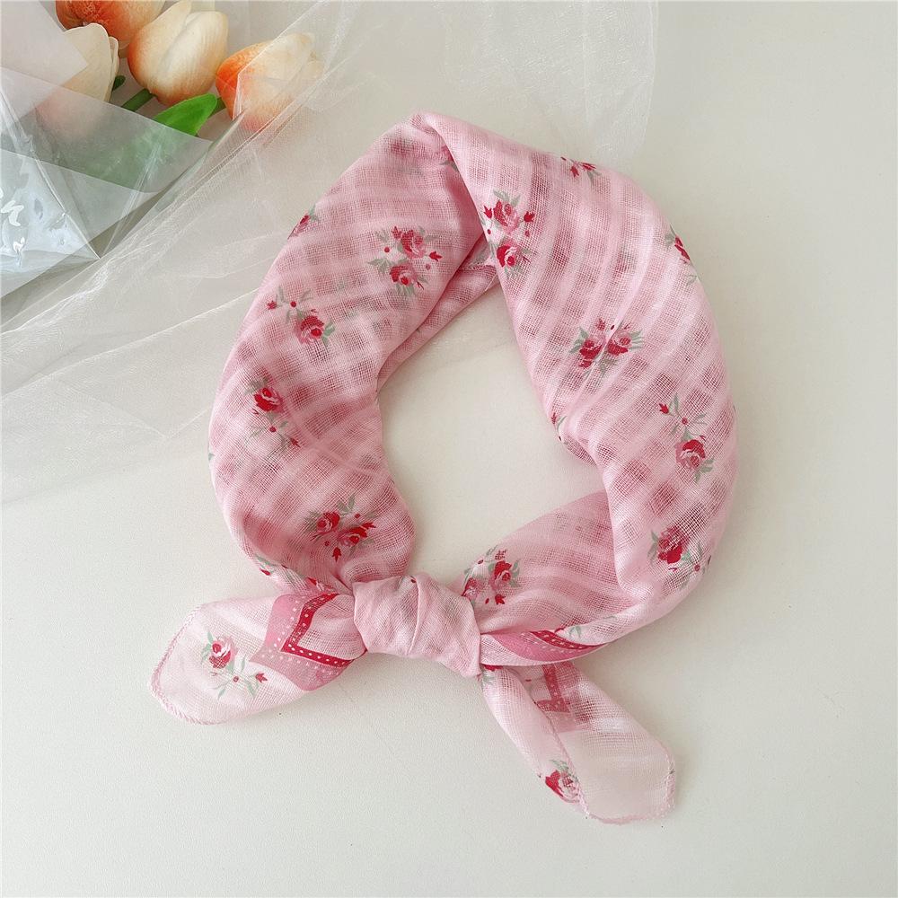 Маленький квадратный шарф из хлопка и льна, шелковый шарф, женский, весна и осень, новый стиль, художественный и универсальный, модный, темпераментный шарф-повязка на голову