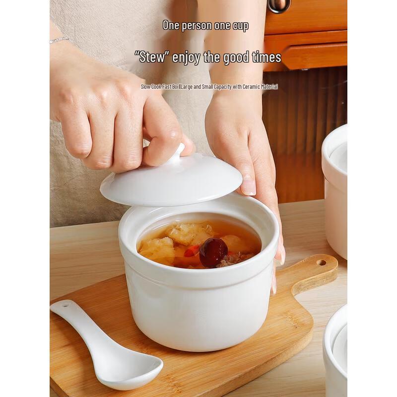 HANDUNYOU Керамические кастрюли-пароварки, 550 мл (4-Pack)