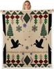 Bear blanket fiery forest design dark art pattern soft throw gothic decor bedroom textile horror accessory