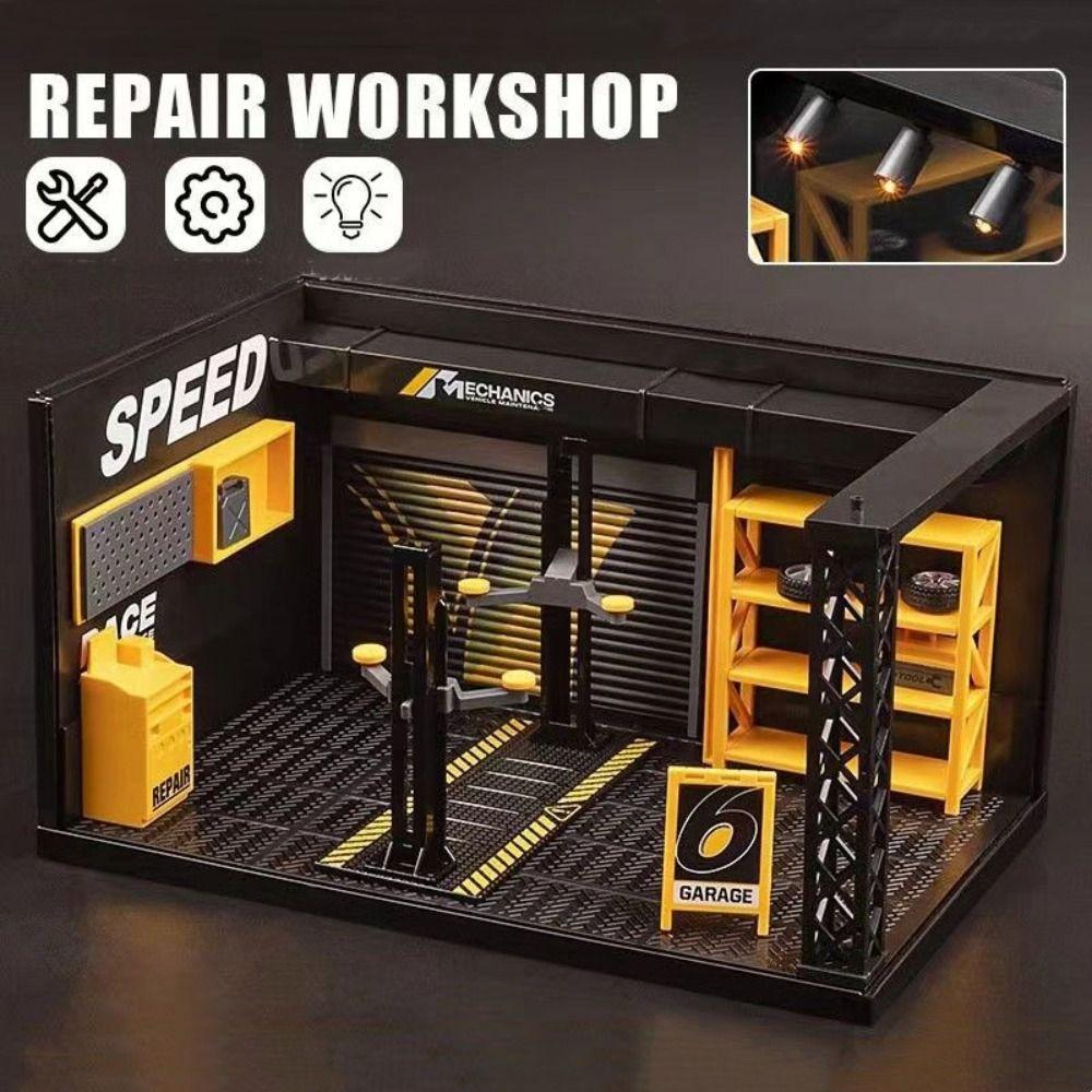 Diecast Zinc Zinc Alloy Lighting Parking Lot 1:24 1:32 Scale Car Model Display Car Garage Model  Assembly Toy