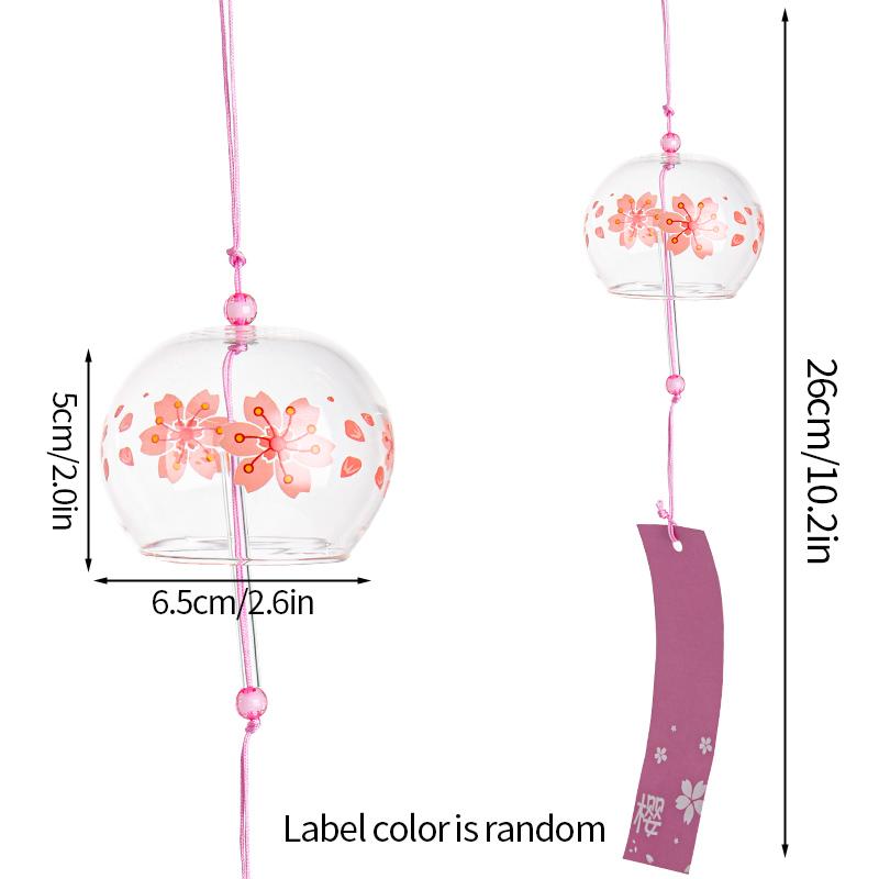 Japanese Sakura Glass Wind Chime Wind Bell Kawaii Room Decor Aesthetics Wind Campaigns Wall Decor Music Bell Sound Wind Spinner