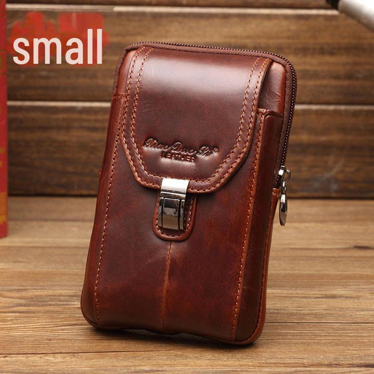 Мужская поясная сумка для мобильного телефона из натуральной кожи Xiaoduoli - 5,5/6 дюймов, ретро-мини-сумка из коровьей кожи