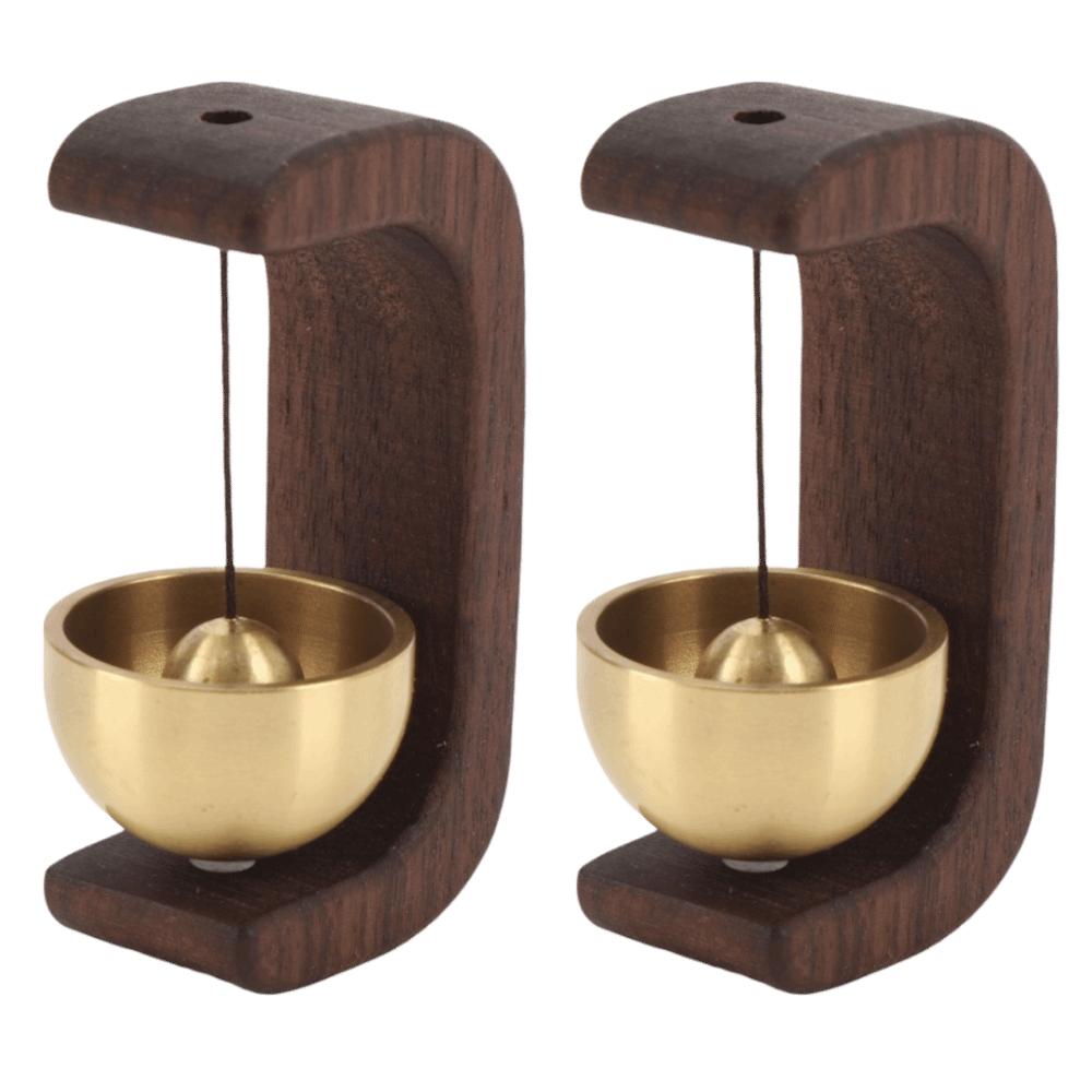2pcs Self-Adhesive Shopkeepers Bell Wood Chime Hanging Door Bell Wooden Doorbell For Home Garden