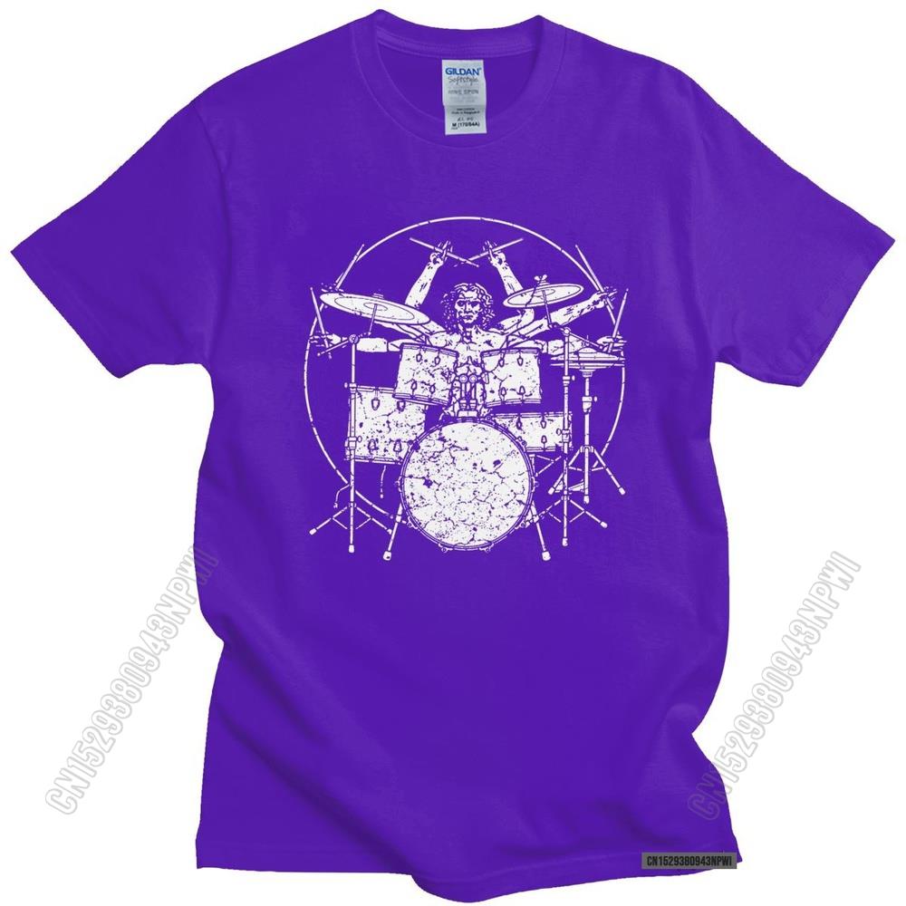 Novelty Cute Vitruvian On Drums Tshirt Cotton Printed Drummer Tee Drumming T Shirts Clothing T-Shirt Streetwear
