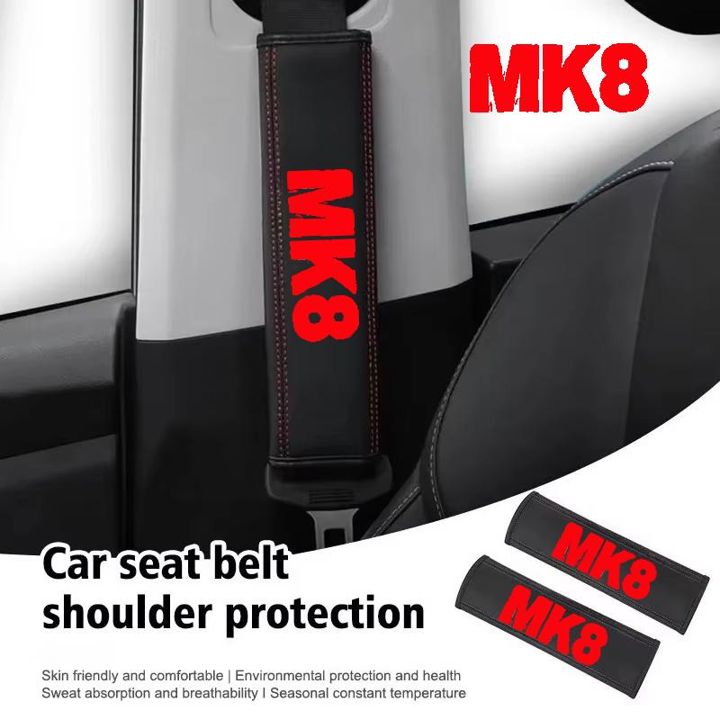 AUYGS1 High Quality Car Seat Belt Protection Shoulder Pad Cover for Volkswagen MK8 Logo Top leather automotive Protection accessory