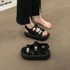 Summer Women's Sequin Sandals Convenient Velcro Muffin Thick Bottom Open Toe One Buckle Strap Sport Sandals Casual Beach Shoes