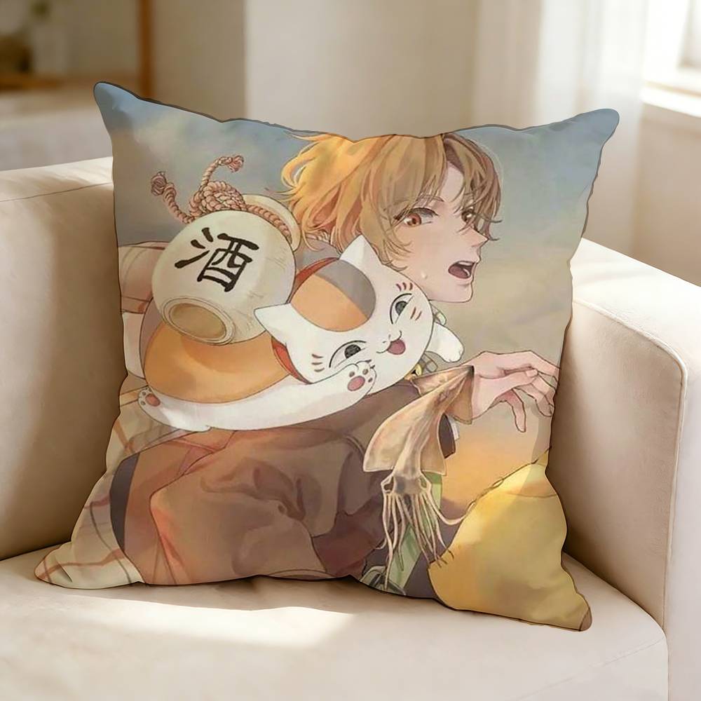 NNatsumes Book of Friends TTakashi Natsume Pillow Case Square DoubleSided Sofa Cushion Cover Bedroom Bedside Pillow