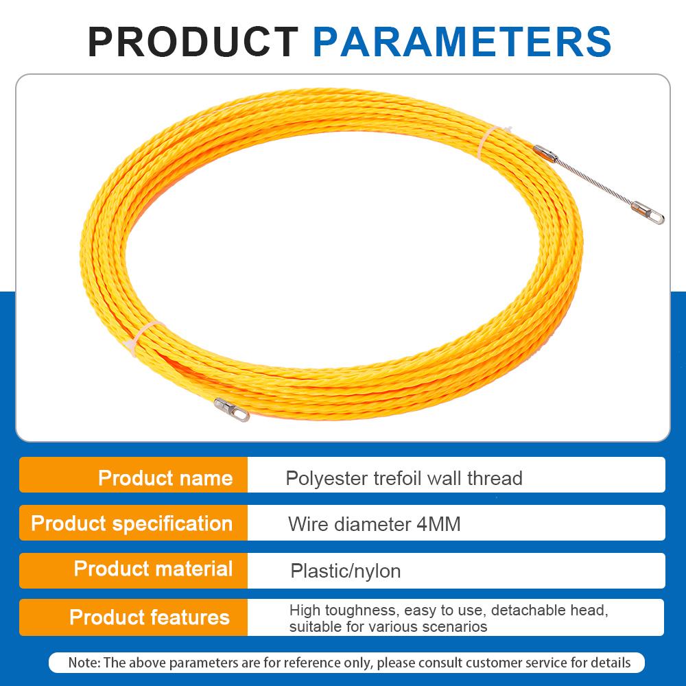 4mm Electrician Tape Conduit Ducting Cable Puller Tool 10-50M Fiberglass Rodder Fish Tape Cable Push Puller Wiring Installation