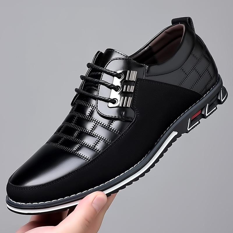 Brand Men'S Casual Shoes Fashion Classic Men'S Pu Leather Shoes Breathable Business Lace-Up Men Shoes Plus Size 38-50