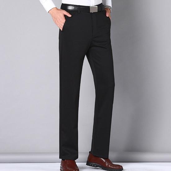 Мужские брюки, прямые карманы на молнии и пуговицах, сплошной цвет, мягкие дышащие тонкие брюки в деловом стиле, повседневные длинные брюки полной длины