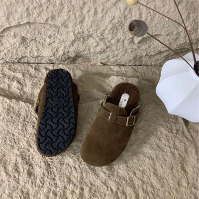 Баотоу полутапочки женские для улицы 2025 осень и зима новая платформа французский ретро бархатные туфли