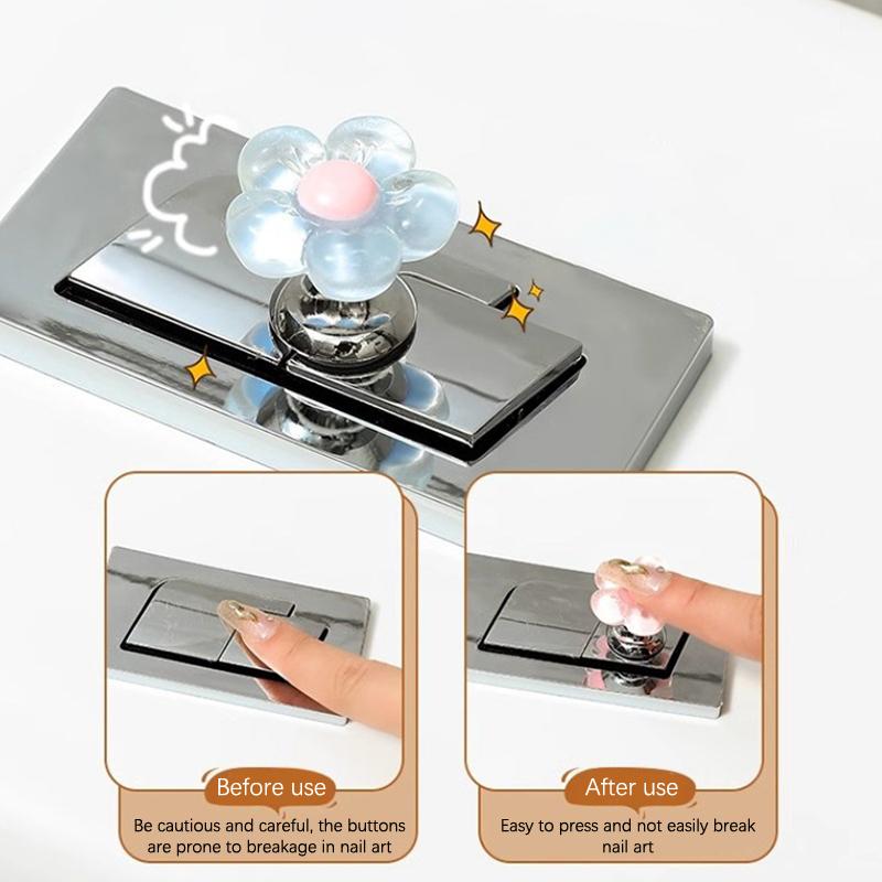 Flower Shape Self-Adhesive Toilet Press Button Nail Protector Toilet Presser Bathroom Decor Accessories Water Tank Drain Buttons