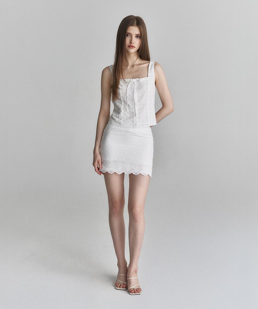 Not Your Rose Scarlet Mini Skirt (Ivory)