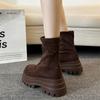 Винтажные зимние женские ботильоны модные короткие ботильоны на платформе с квадратным каблуком осенняя обувь женская Botas De Mujer