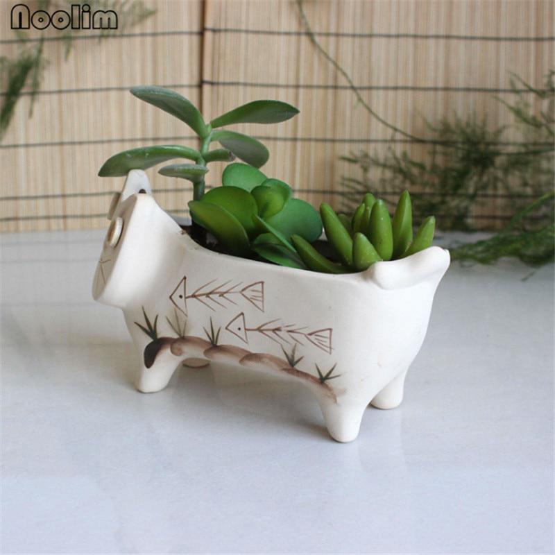 1pc Cute Ceramic Cat For Succulents Decorative Succulents Pot Mini Flower Pot Home Garden Decor