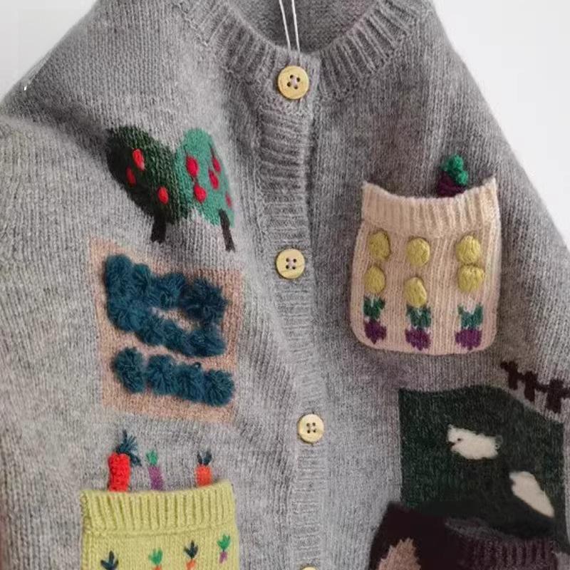 Kids' Tie-Dye Wool Cardigan - Unisex Gradient Colors for Spring & Fall 2023