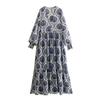 Spring/Summer New Women's European and American Fashion Casual Metal Color Line Printed Dress