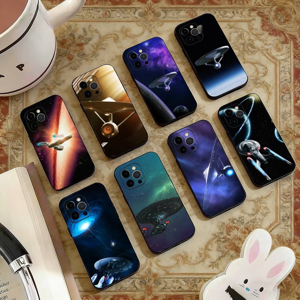 S-Star Trek Ships Phone Case For iPhone 17,16,15,14,13,12,11 Plus,Pro Max,XS,Soft Silicone Black Cover