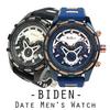 Daily Life Waterproof Decorative Bezel Wire Bezel Chronograph Calendar BD015 Watch BLU [BIDEN] Men's [item]