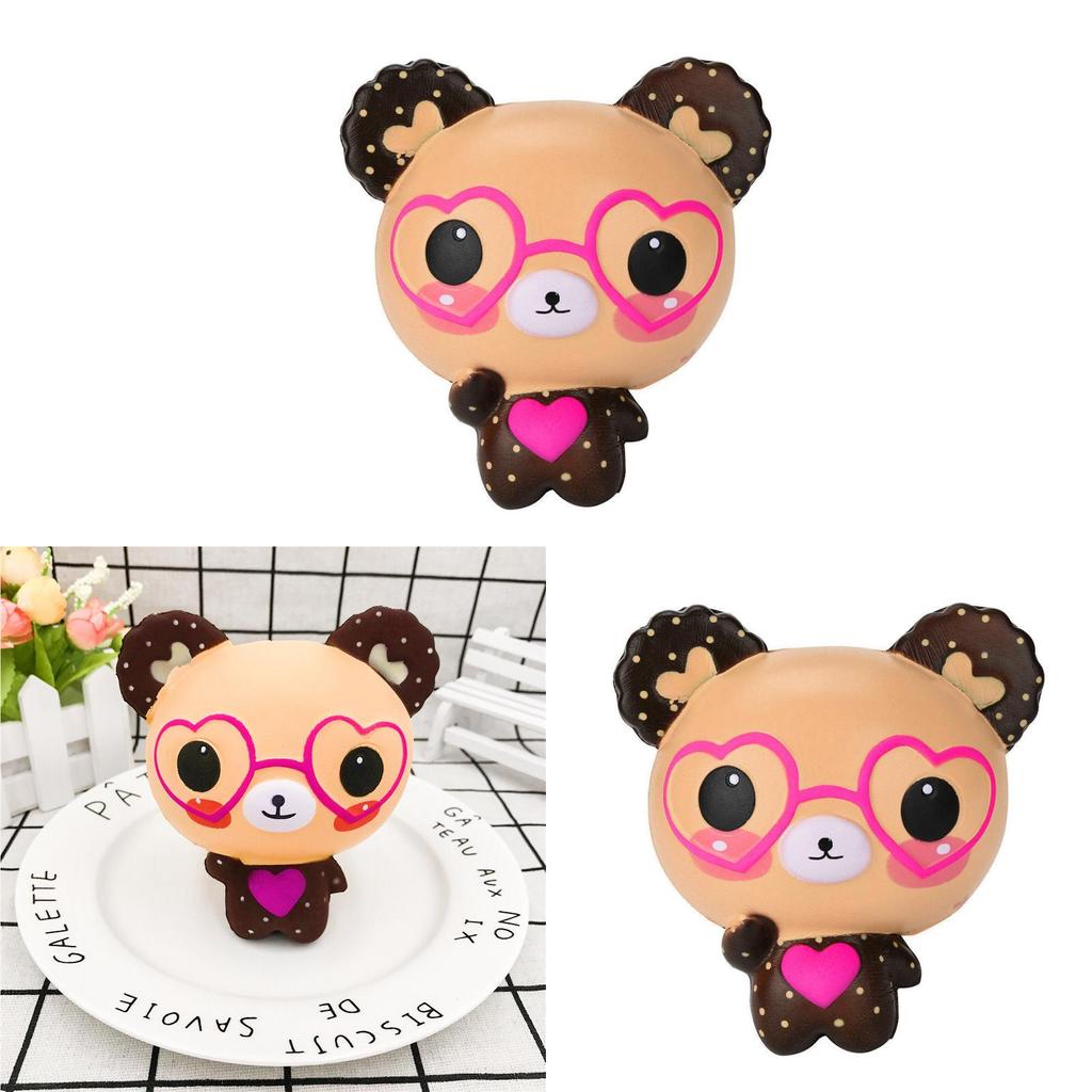 Squishy Bear Glasses Plush Toy With Slow Rebound Pu Material For Gift And Decoration