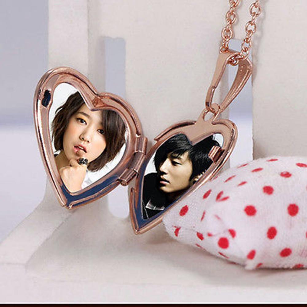Fashion Lover Chain Jewelry Heart Shaped Pendant Photo Picture Locket Necklace
