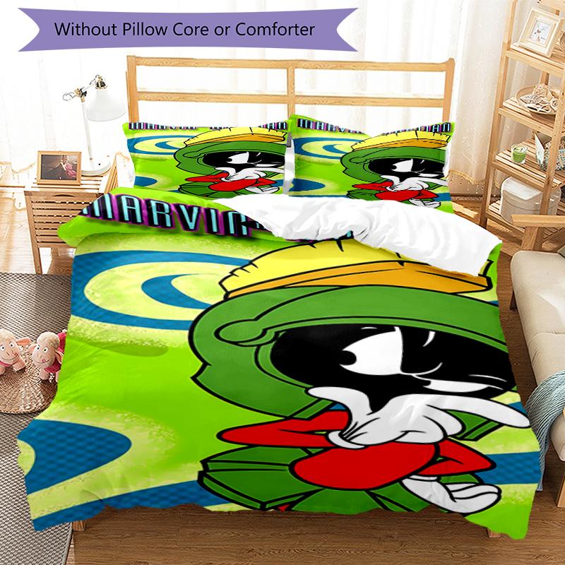 3pcs Marvin the Martian1 pattern bedding set duvet cover set includes duvet cover &pillowcases, perfect all season bedroom decoration & gift