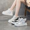 Цветовая гамма, увеличение внутренней высоты, белые женские новые туфли на толстой подошве, универсальные черно-белые звезды, водонепроницаемые, настольные, повседневные туфли