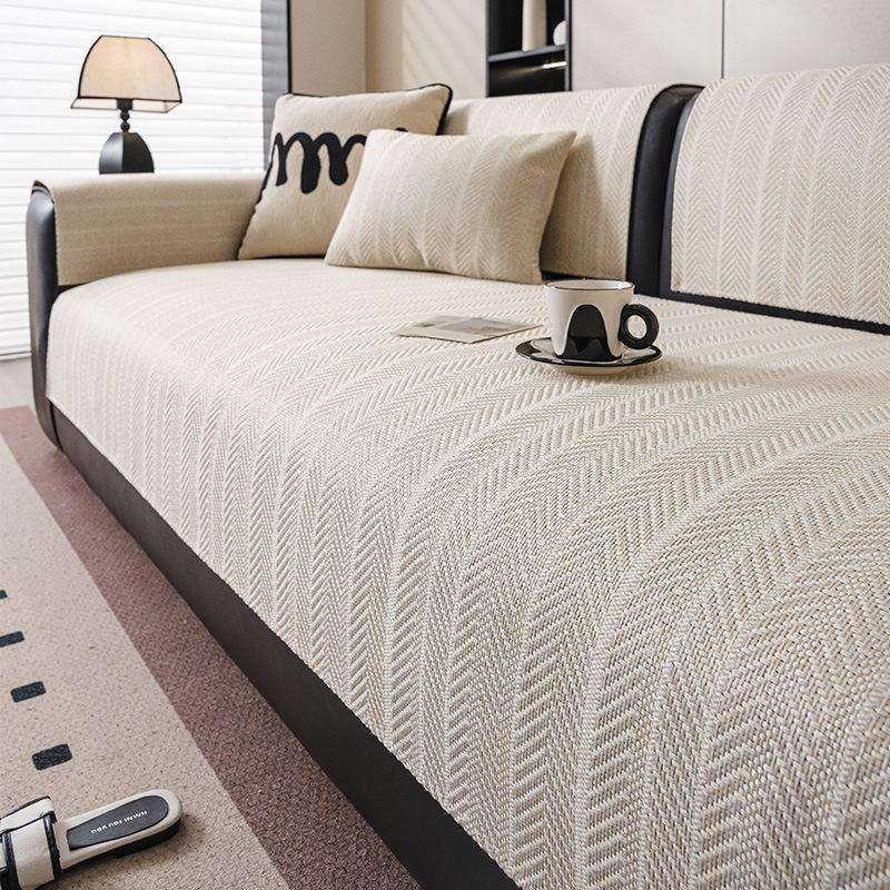 Nordic Simple Linen Look Sofa Mat Anti Slip Breathable Sofa Seat Cover Universal Couch Cushion For Rental House Dorm Room Makeover Home Decor