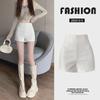 2024 Summer Women's High Waist White Casual Shorts - Sexy, Tight, Straight, Abdomen-Hugging Fit
