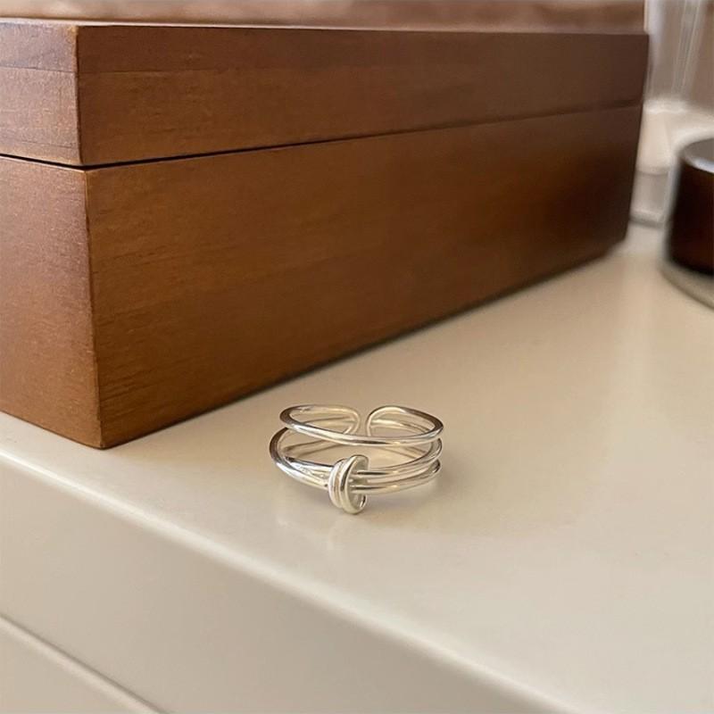 Silver Color Ring for Women Girl Jewelry Geometry Hollowed Out Design Overlapping Simple Gift