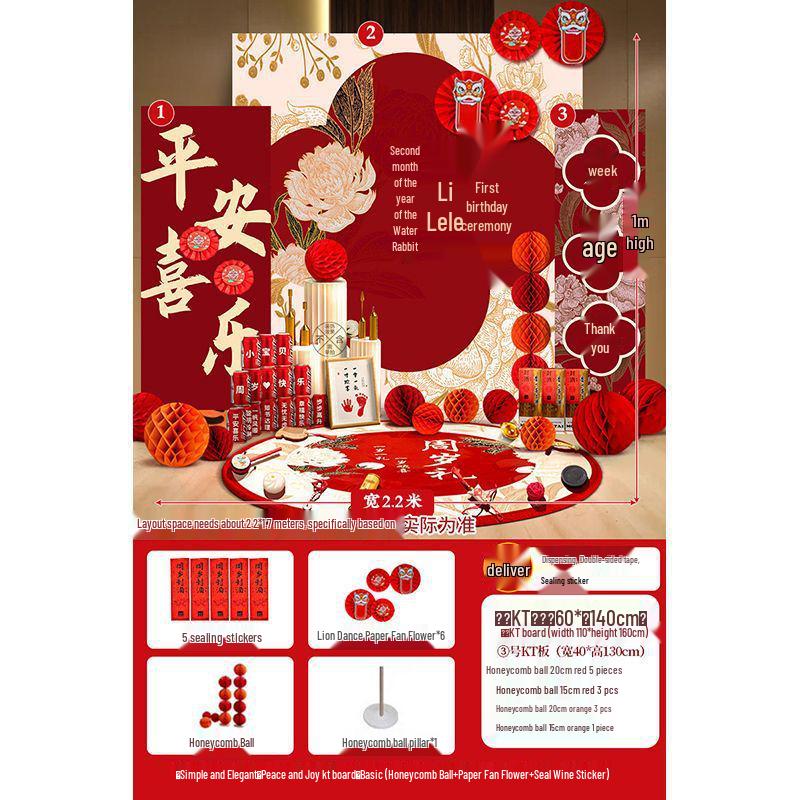 First Birthday Wall Decoration Kit for Boys & Girls - Complete Zhua Zhou Props & KT Board Set