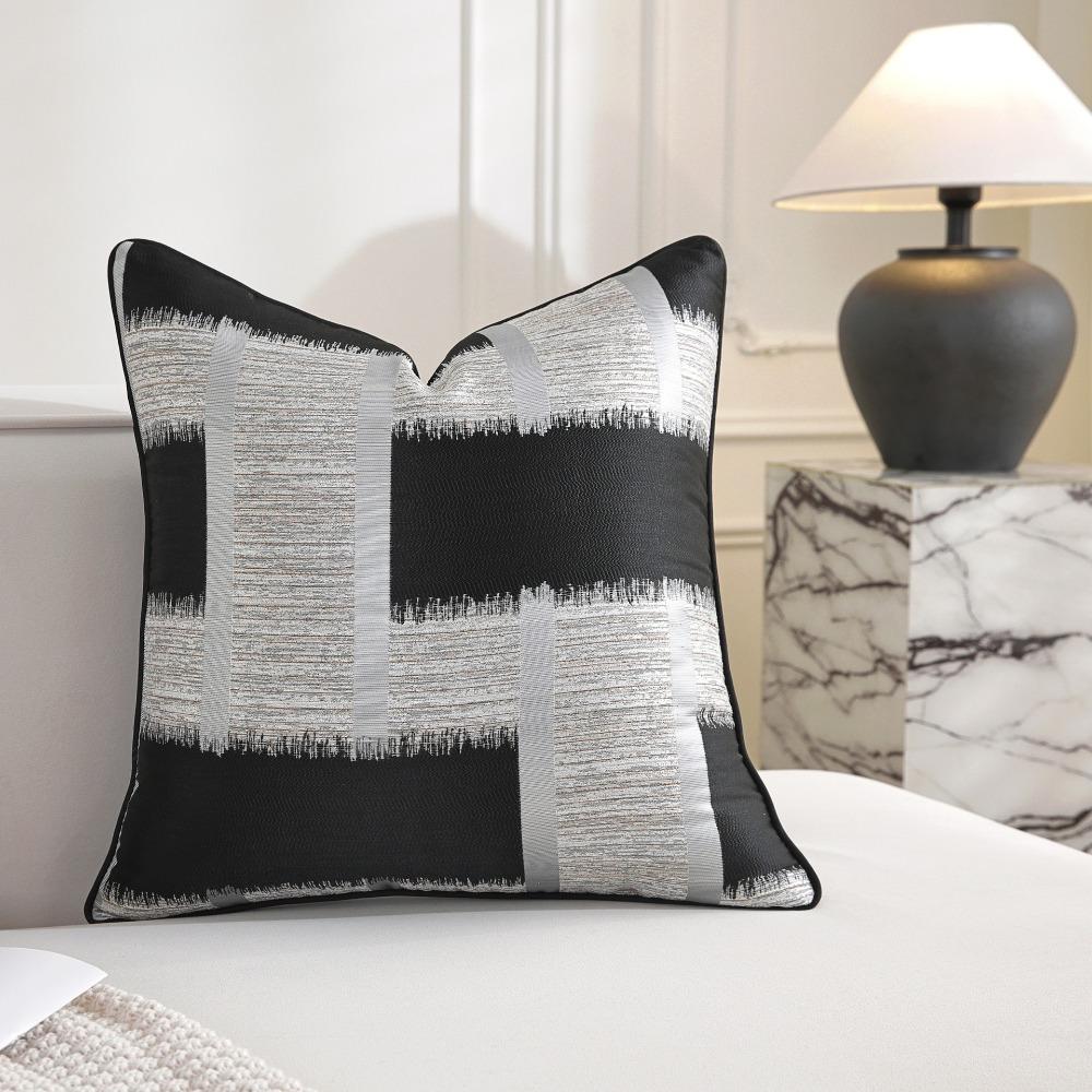 Geometric Weaving Patterns Silk Texture Throw Pillow Cover Zipper Closure Cushion Cover Sofa