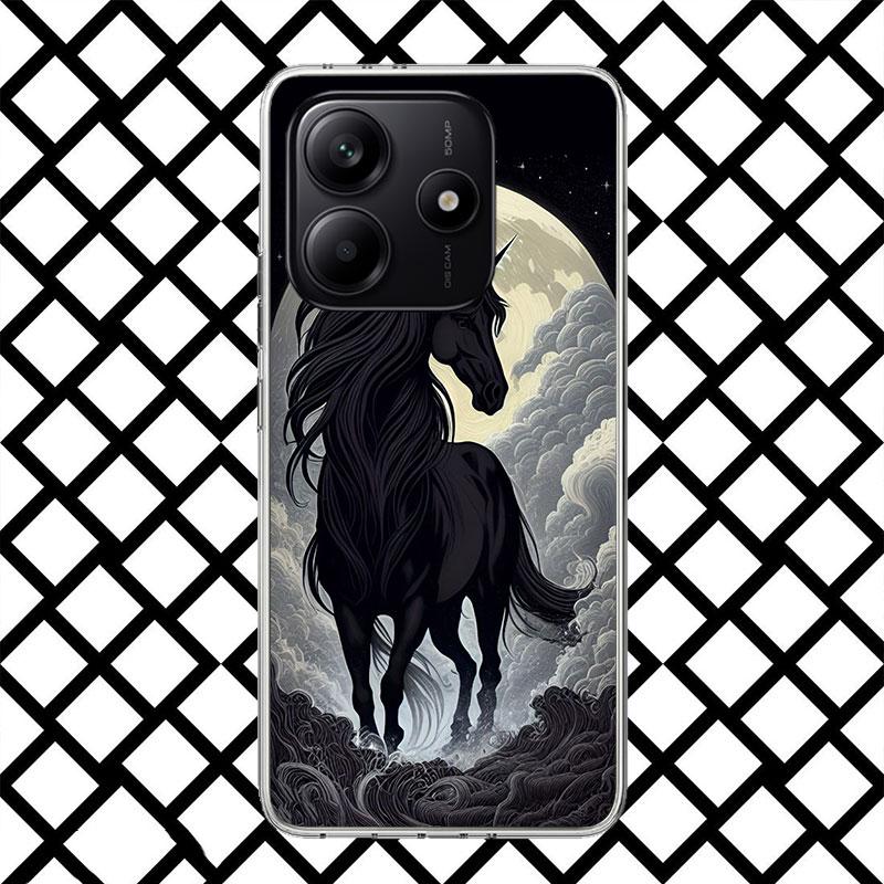 Чехол для телефона Animal Black Horse для Xiaomi Redmi Note 15 14 14S 13 12 12S 11 Pro Plus 11E 11T 11S 10S 5G Мягкий чехол Fundas Redmi N
