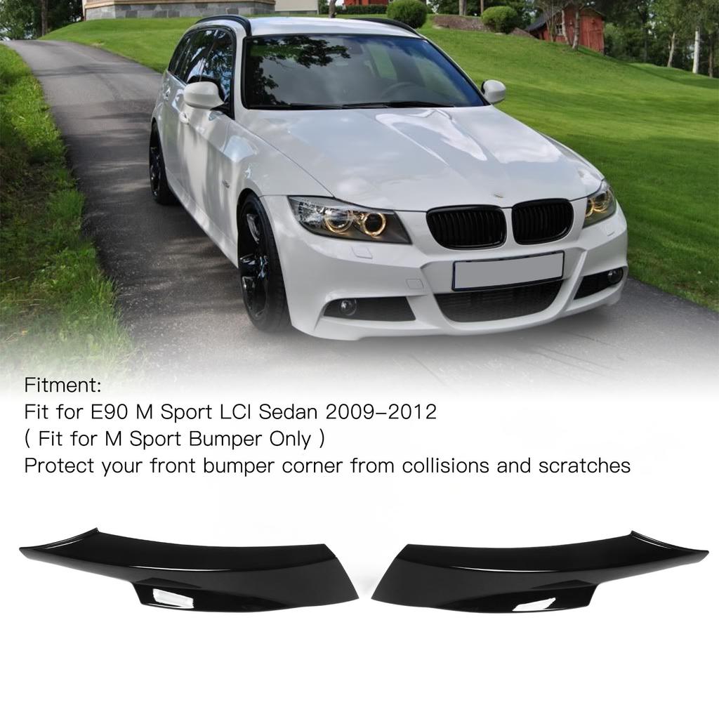 Front Bumper Lips Bumper Corner Spoiler Splitters Lower Bumper  or for E90 M Sport LCI Sedan 2009‑2012
