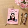 Blessing Message Mother's Day Greeting Card Cats Holding Pink Tulips Whimsical Card  Birthday Party