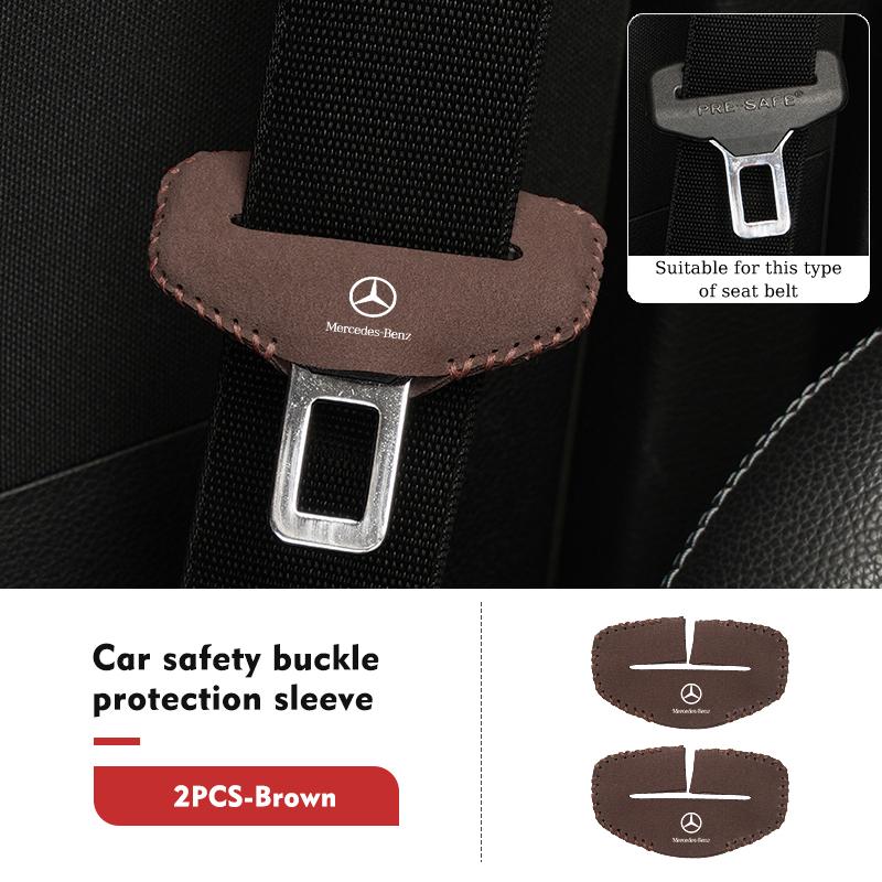 D1-2pcs Car Suede Belt Buckle Protector Anti-Scratch Safety Base For Benz W202 W212 W126 W140 W168 W177 CLS GLE GLC GLS CLA