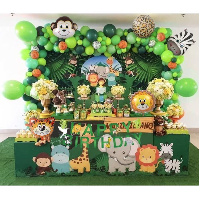Ballon Décoration Anniversaire Jungle fête Garçon 1 an Guirlande Ballons Anniversaire 1 an Animaux Jungle pour Garçon bébé